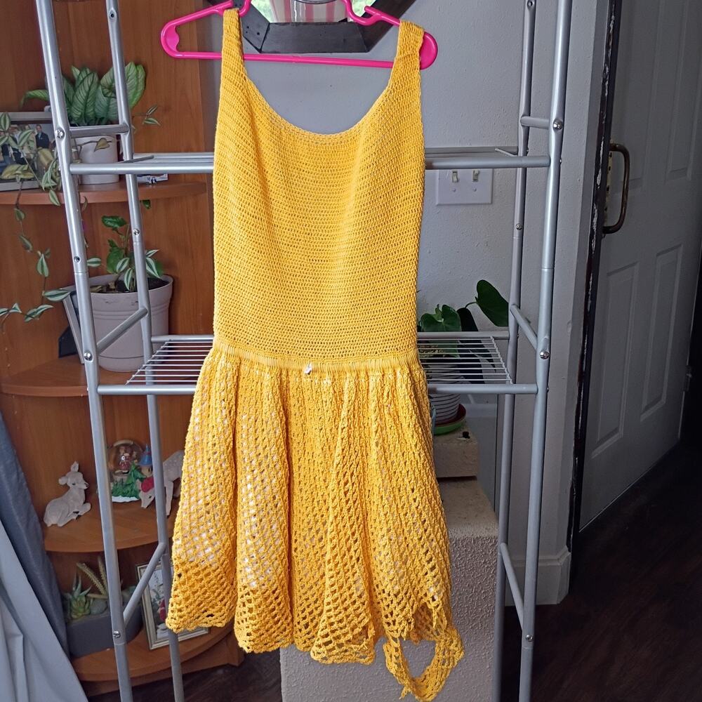 Dress Crochet Girl Size 8 -10 Yellow Color Handmade